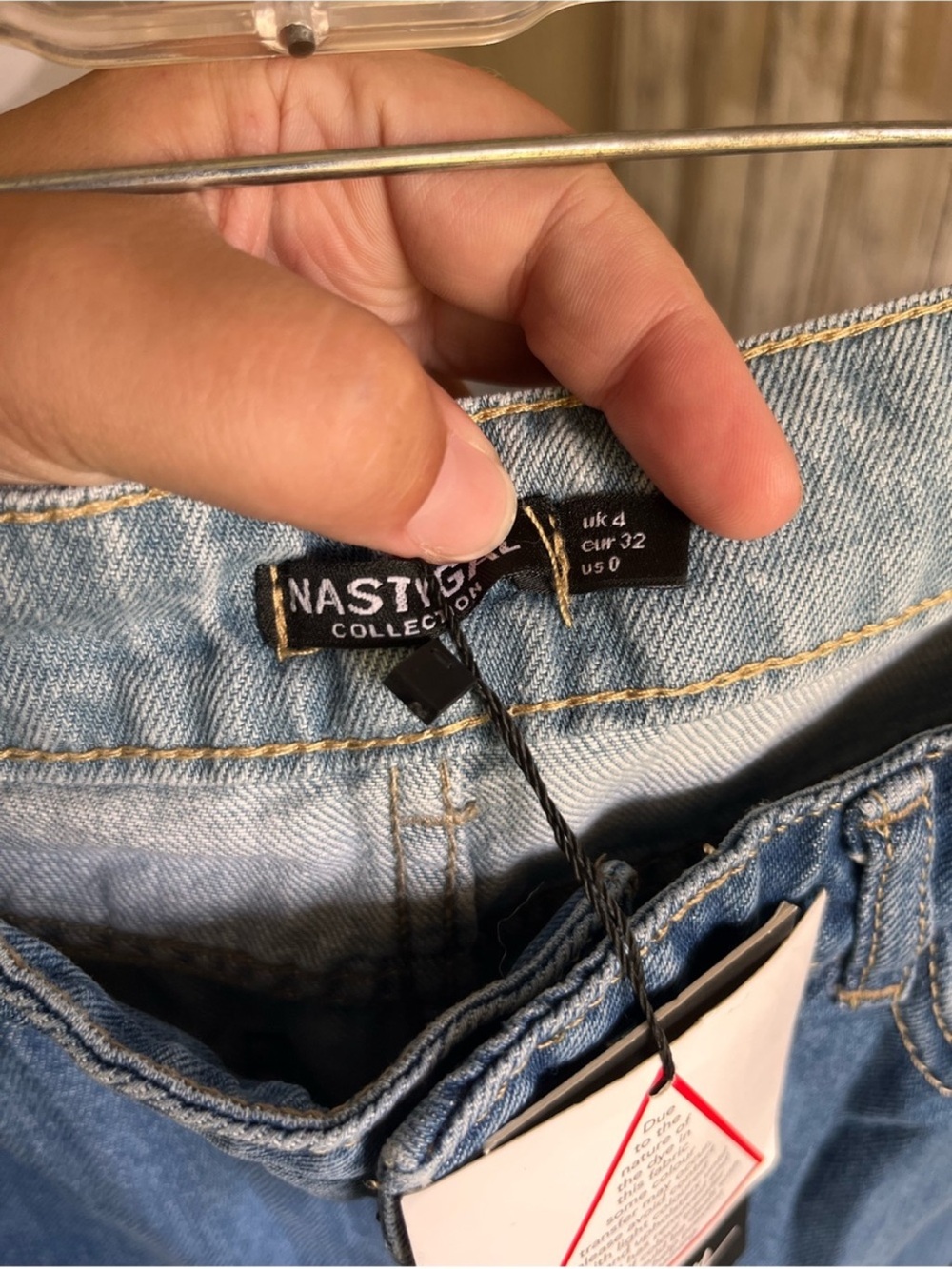 NWT Nasty Gal Two Tone Frayed Seam High Rise Jeans Size 0 Y2K - Picture 5 of 5